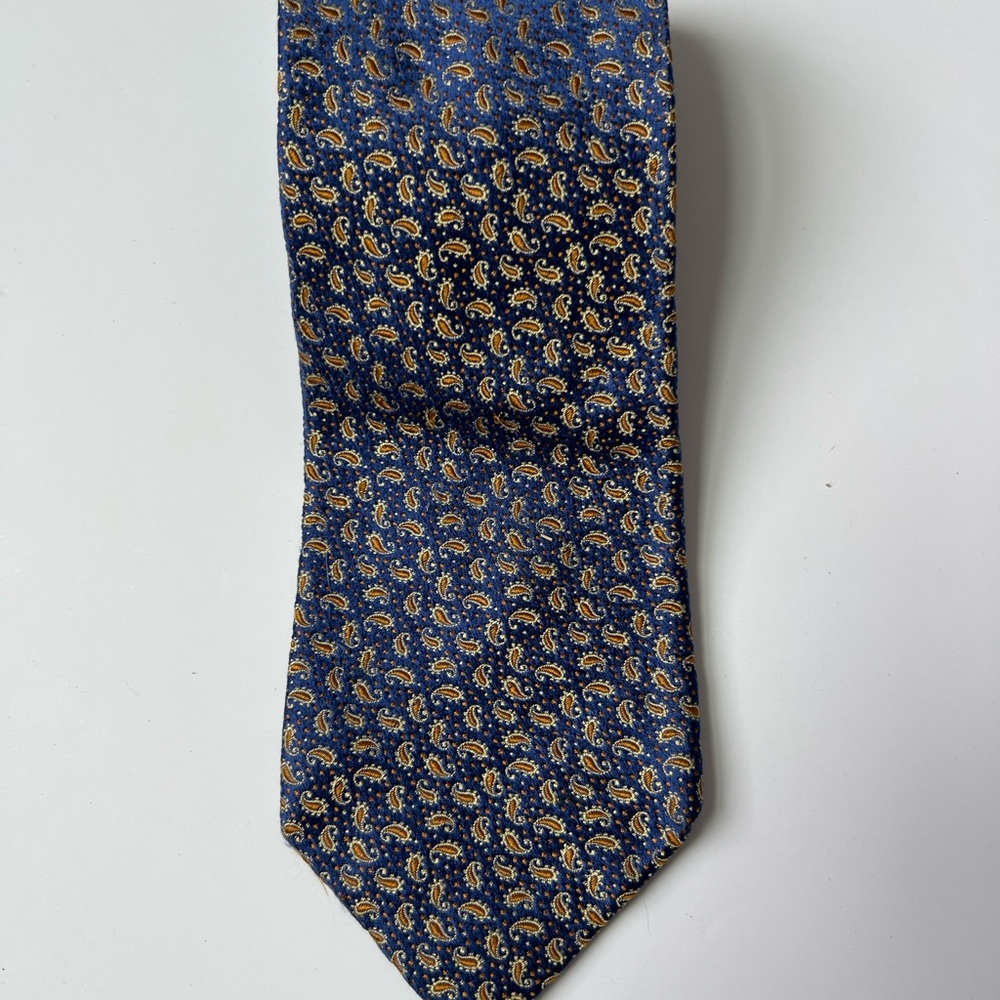 Club Room Blue and Gold Paisley Tie